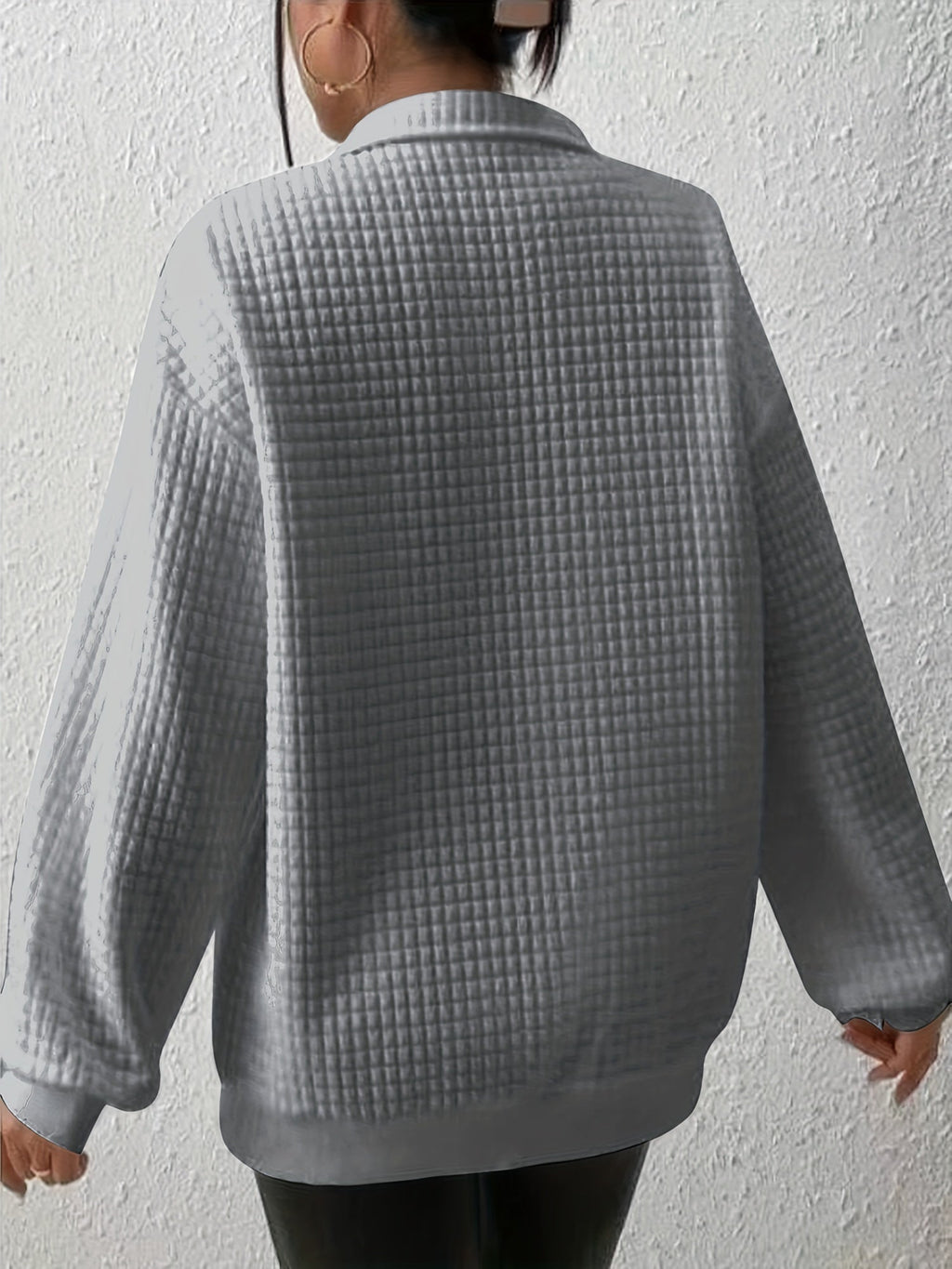 Women's Half-Zip Stand Collar Textured Knit Pullover