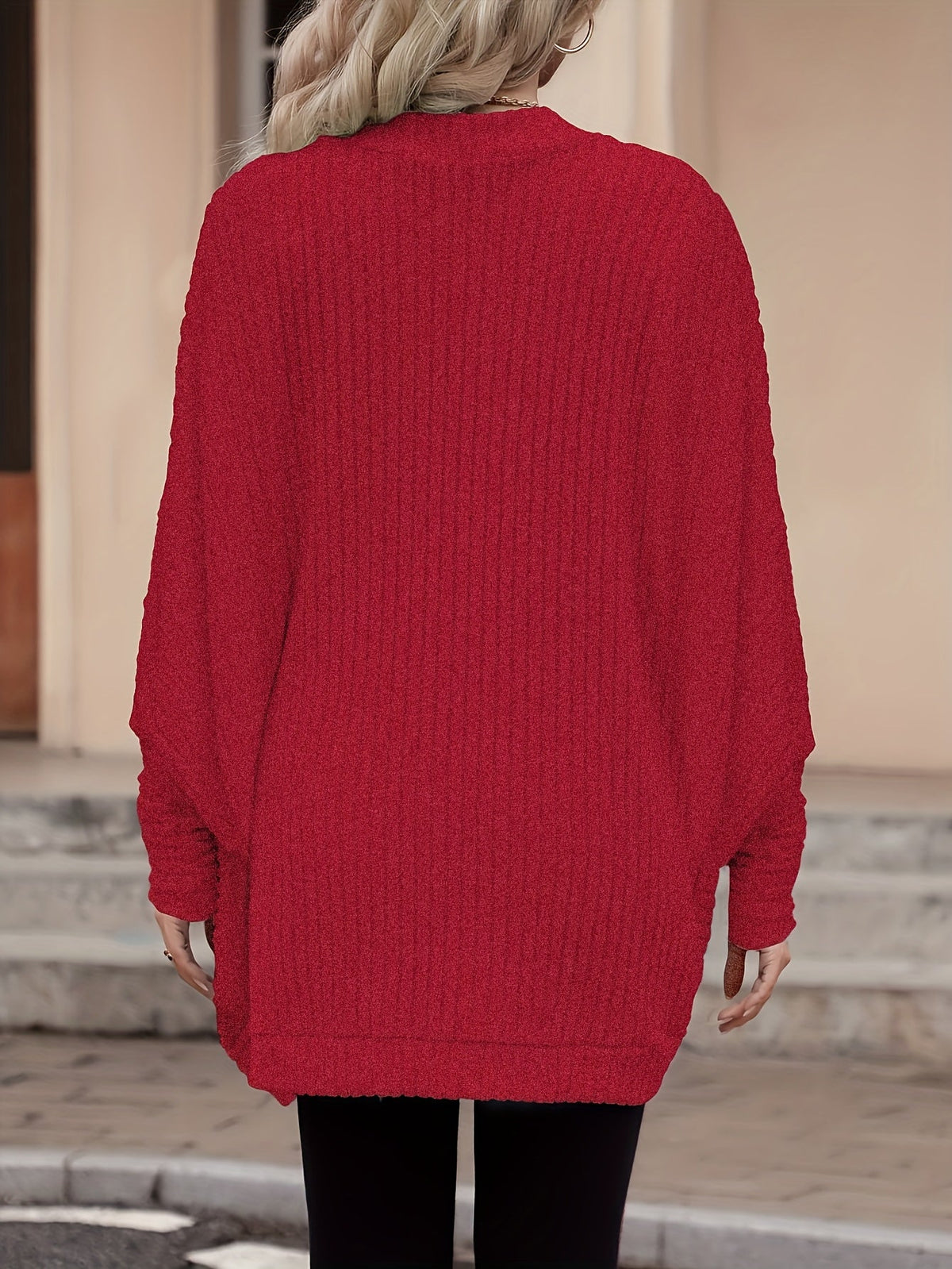 Women's Draped Open-Front Ribbed Cardigan