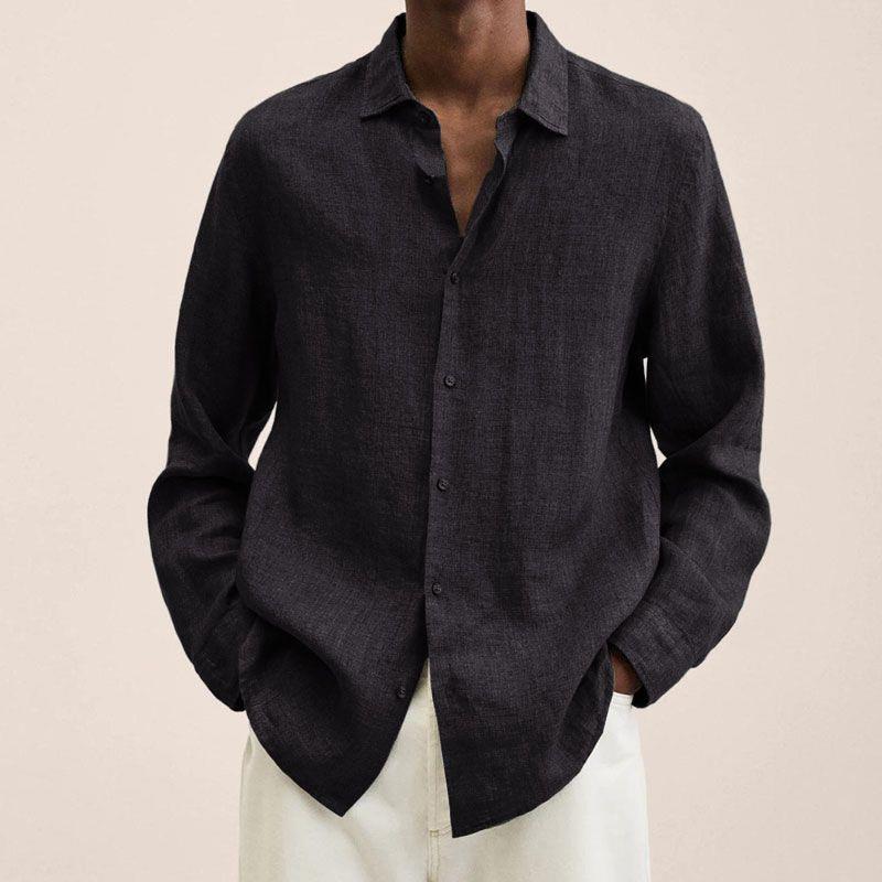 Men's Long-Sleeve Button-Up Shirt - Black
