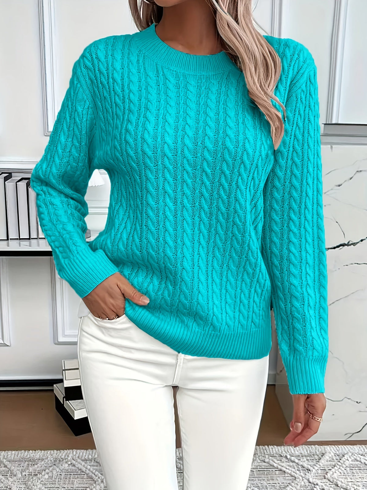 Women's Cable-Knit Relaxed Fit Sweater
