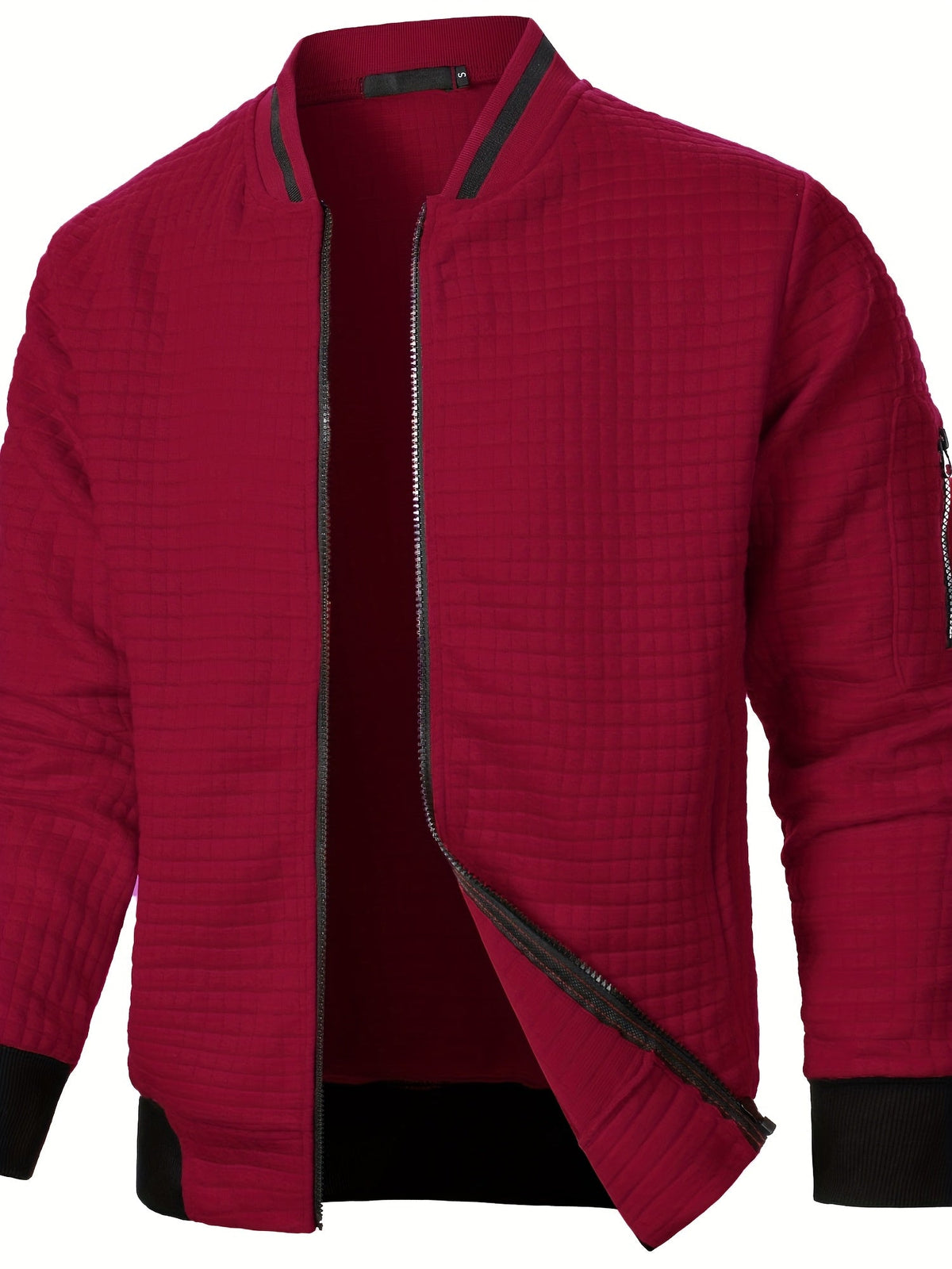Men's Textured Zip-Up Bomber Jacket