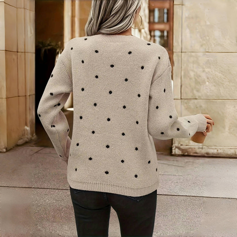 Women's Dot Print Lightweight Knit Sweater