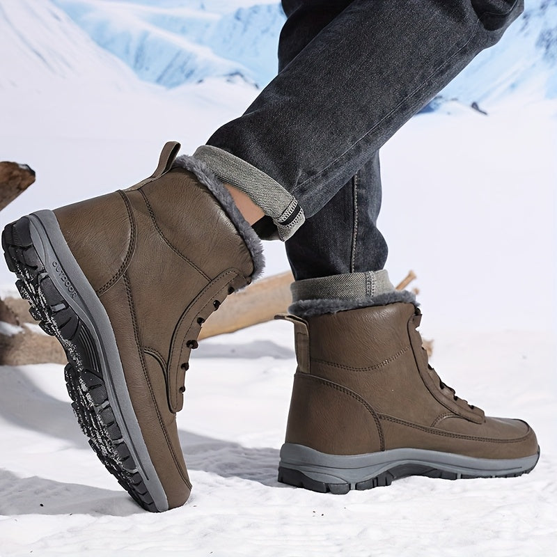 Men's Plush Lined Lace-Up Winter Boots