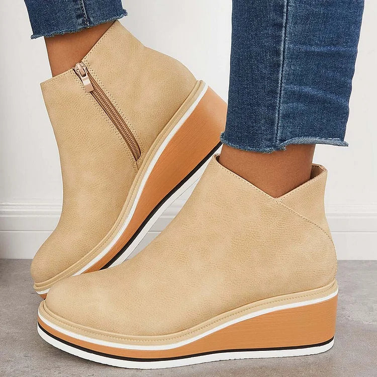 Women's Sleek Platform Side-Zip Ankle Boots
