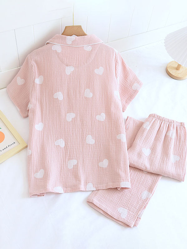 Women's Printed Button-Up Pajama Set