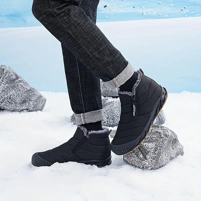 Men's Quilted Faux Fur-Lined Side-Zip Winter Ankle Boots