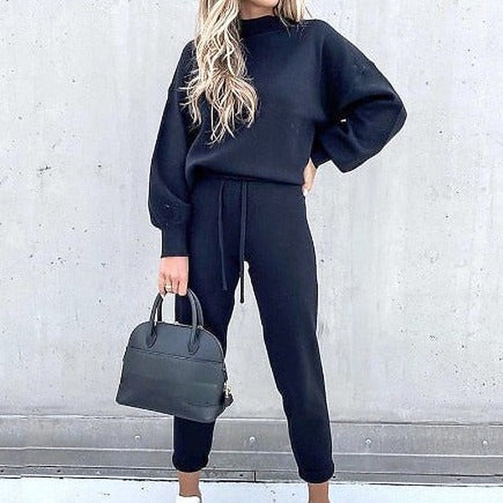 Women's Cozy Knit Sweater and Trousers Two Piece Set