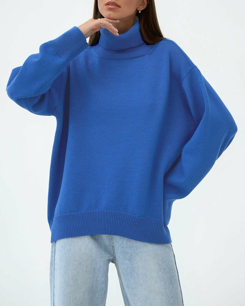 Women's Oversized Turtleneck Sweater Relaxed Winter Knit for Everyday Layering
