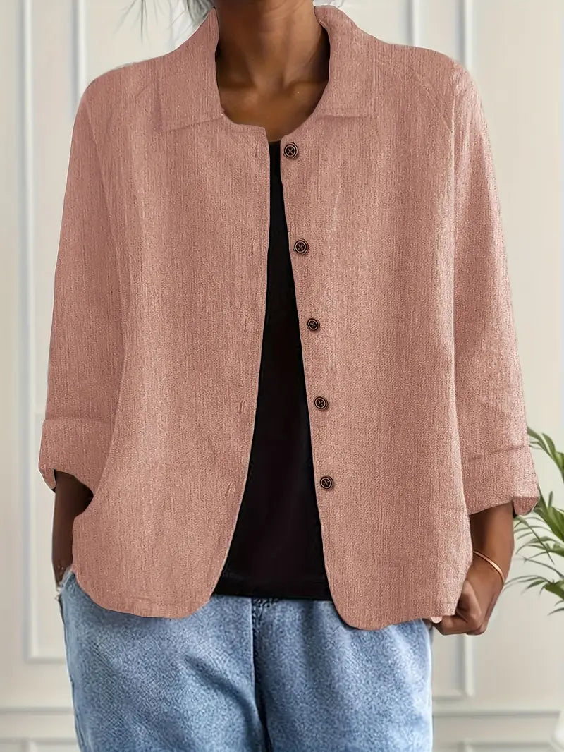 Women's Lightweight Button Front Jacket - Pink