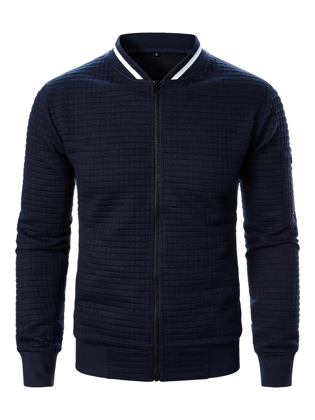 Men's Textured Zip-Up Bomber Jacket