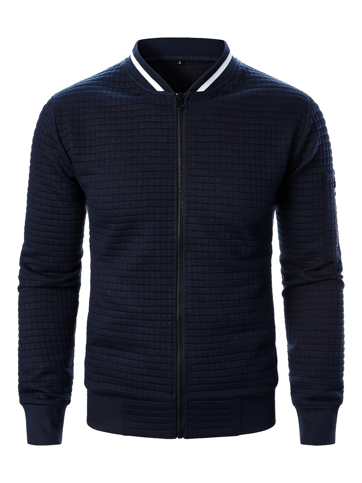 Men's Textured Zip-Up Bomber Jacket
