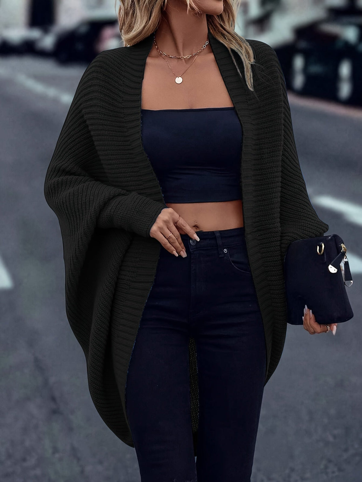 Women's Longline Draped Christmas Cardigan