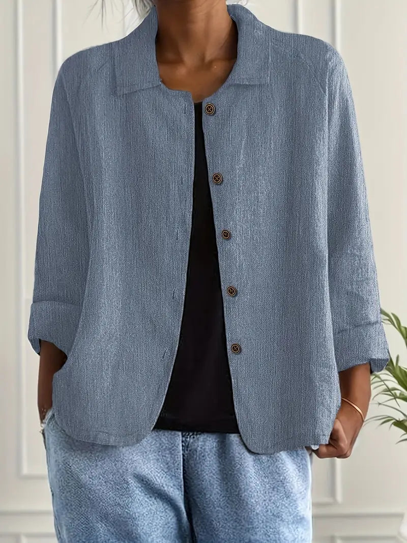 Women's Lightweight Button Front Jacket - Blue