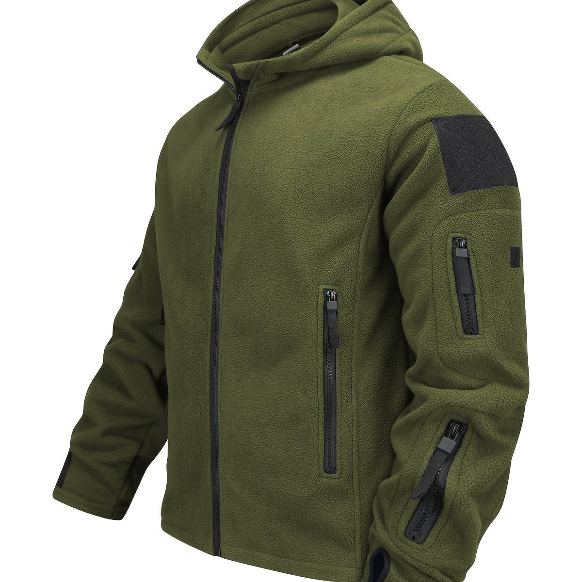 Men's Rugged Hooded Zip-Up Jacket with Zip Pockets