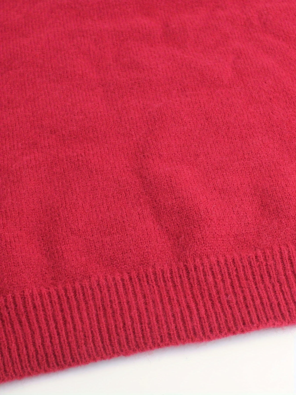 Women's Ribbed Round Neck Sweater with Striped Cuffs