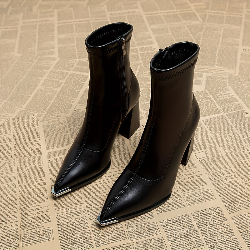 Women's Chunky Heel Side-Zip Ankle Boots