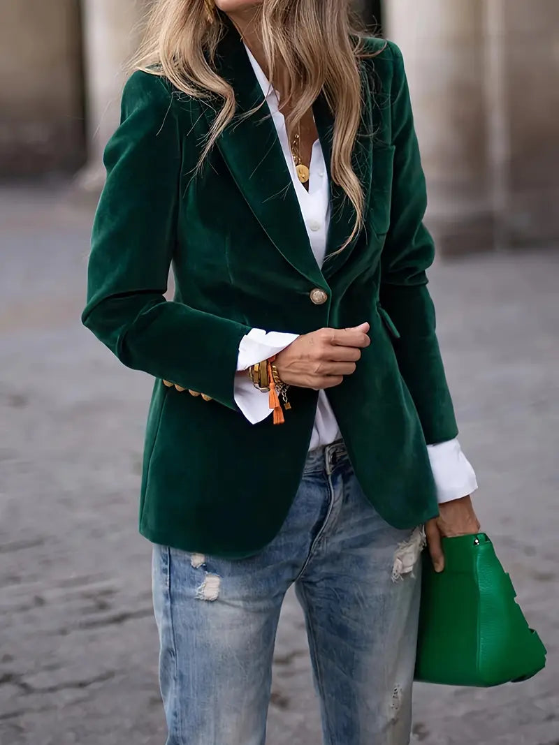 Women's Soft Velvet Blazer with Smooth Drape