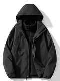 Men's 3-in-1 Hooded Jacket with Removable Inner Layer - Black