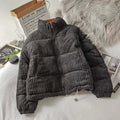 Women's Oversized Corduroy Puffer Jacket - Black