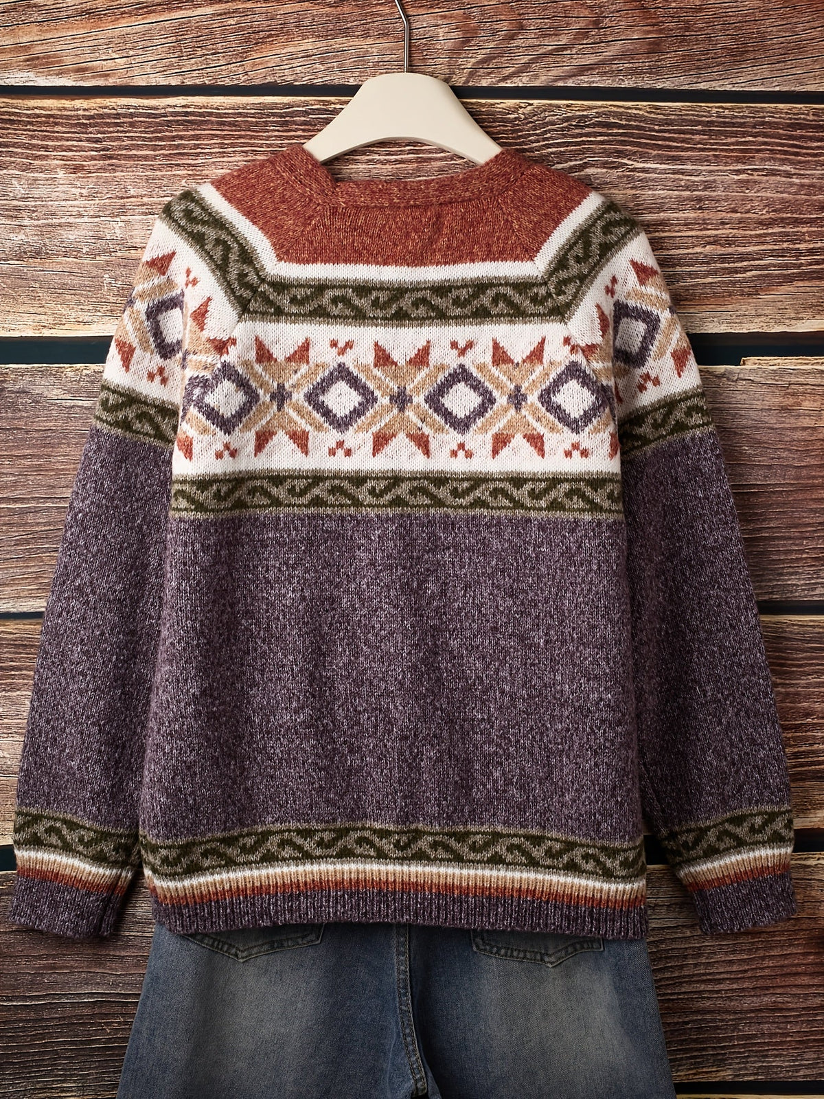 Women's Geometric Yoke Button-Front Cardigan