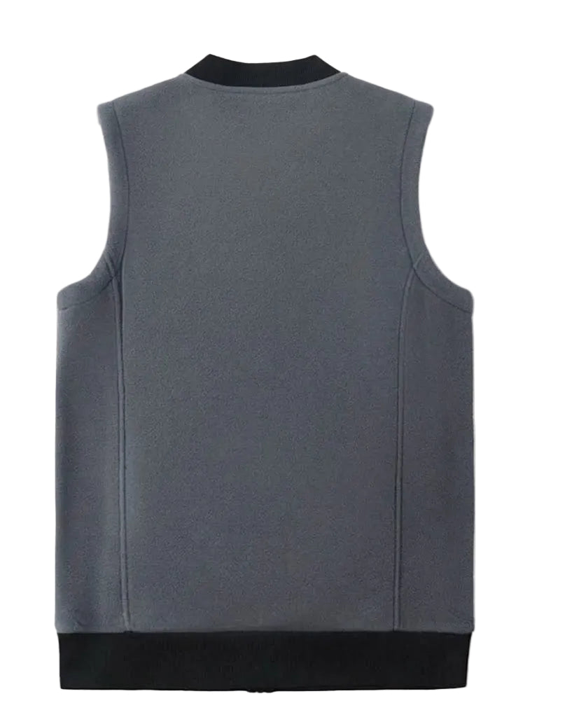 Men's Fleece-Lined Stand-Collar Zip-Up Vest