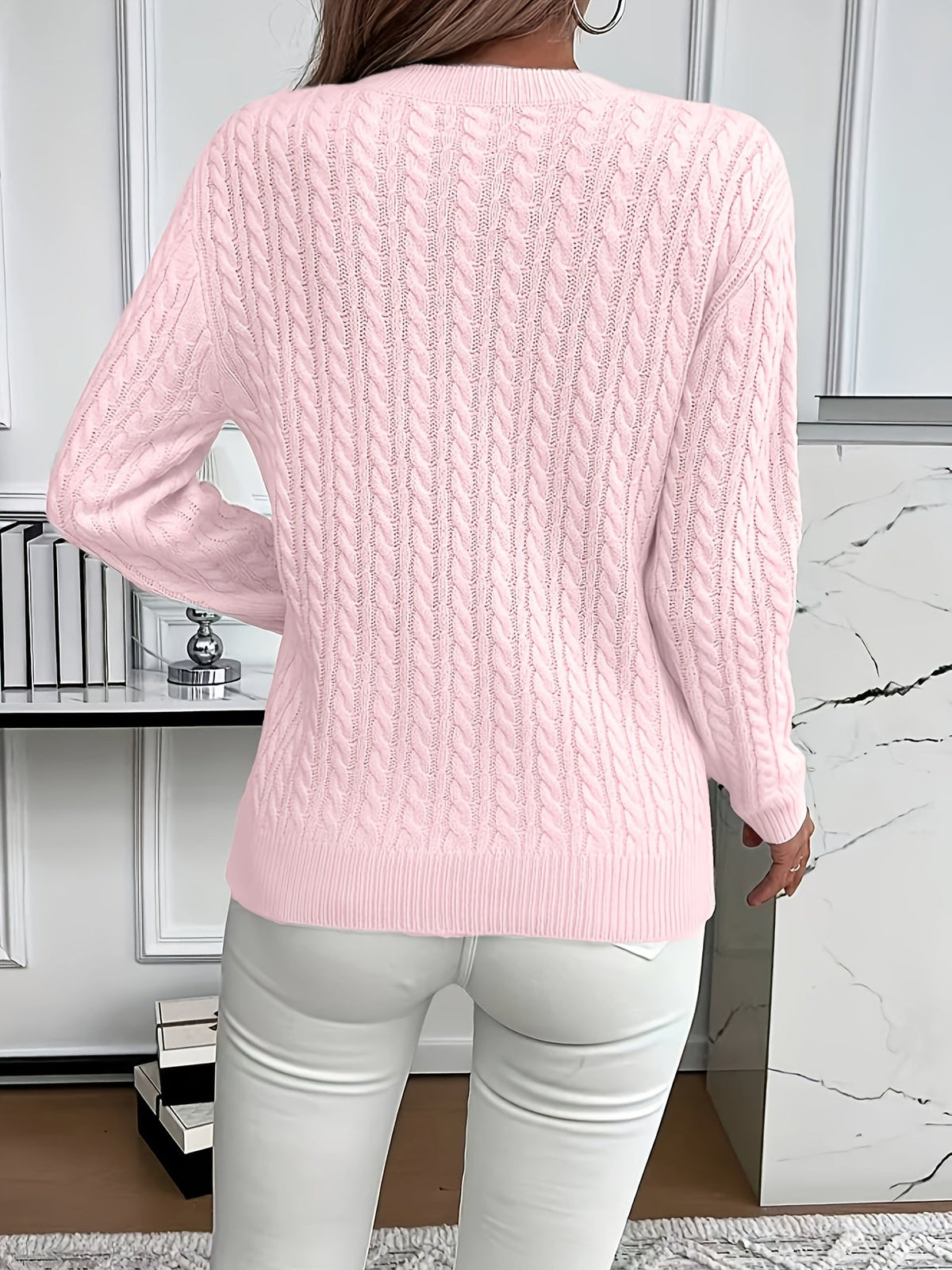 Women's Cable-Knit Relaxed Fit Sweater