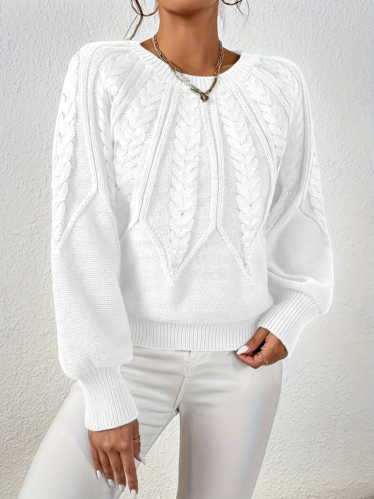 Women's Cable-Knit Lantern Sleeve Sweater