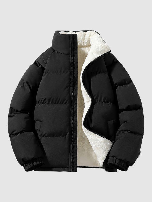 Men's Fleece-Lined Stand-Collar Puffer Jacket