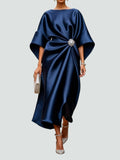 Women's Cape Sleeve Maxi Dress - Navy Blue