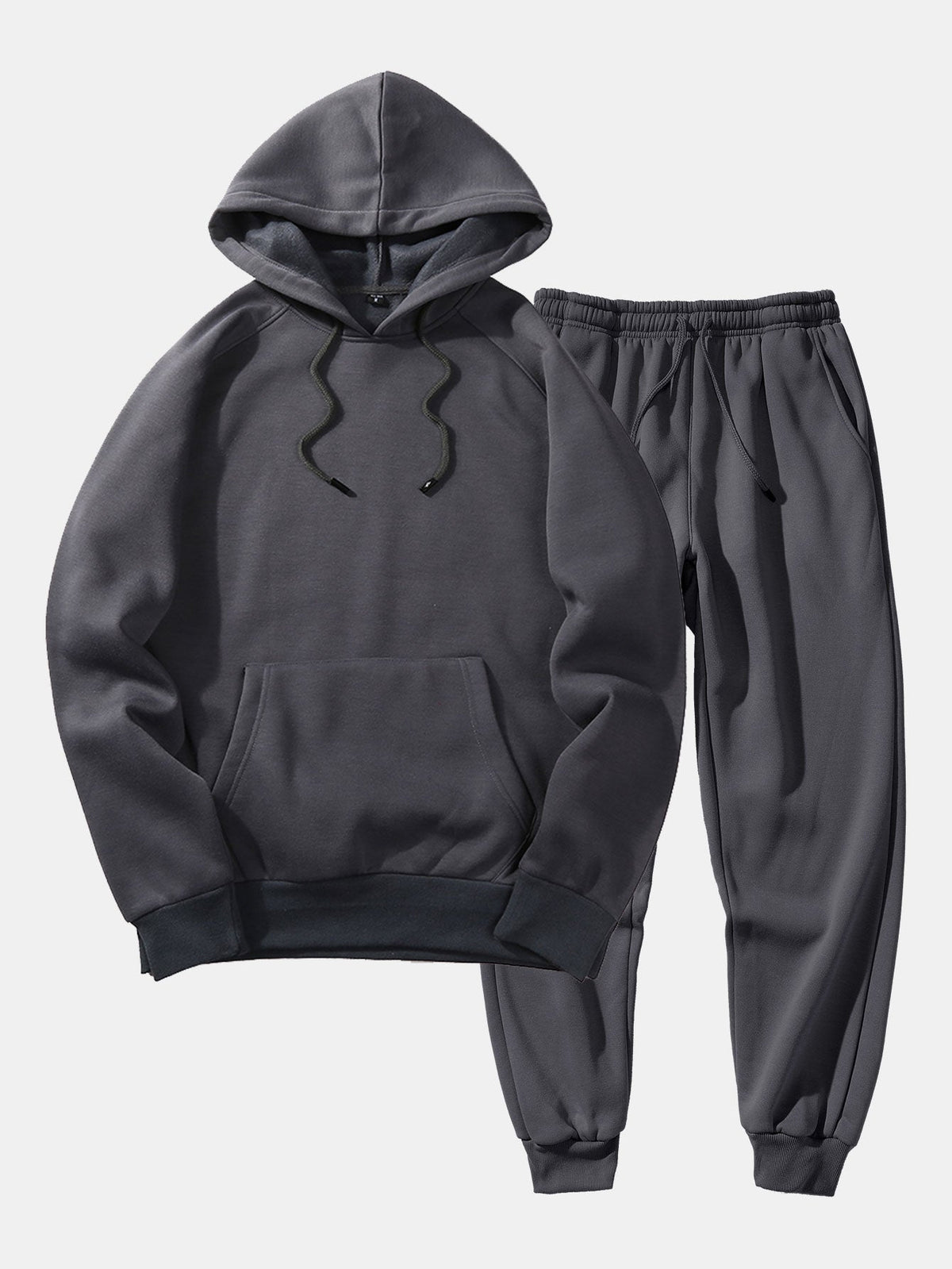Men's Raglan Pullover Hoodie and Cuffed Jogger Set - Dark Gray