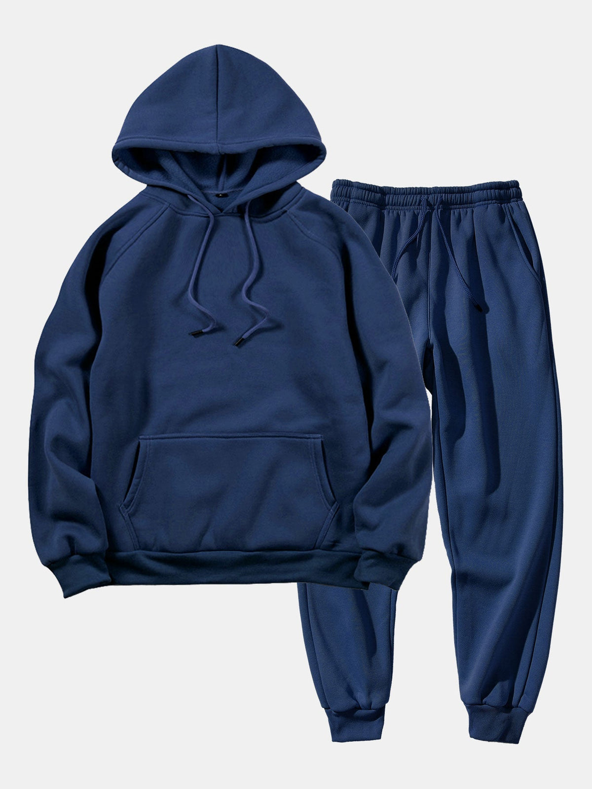 Men's Raglan Pullover Hoodie and Cuffed Jogger Set - Dark Blue