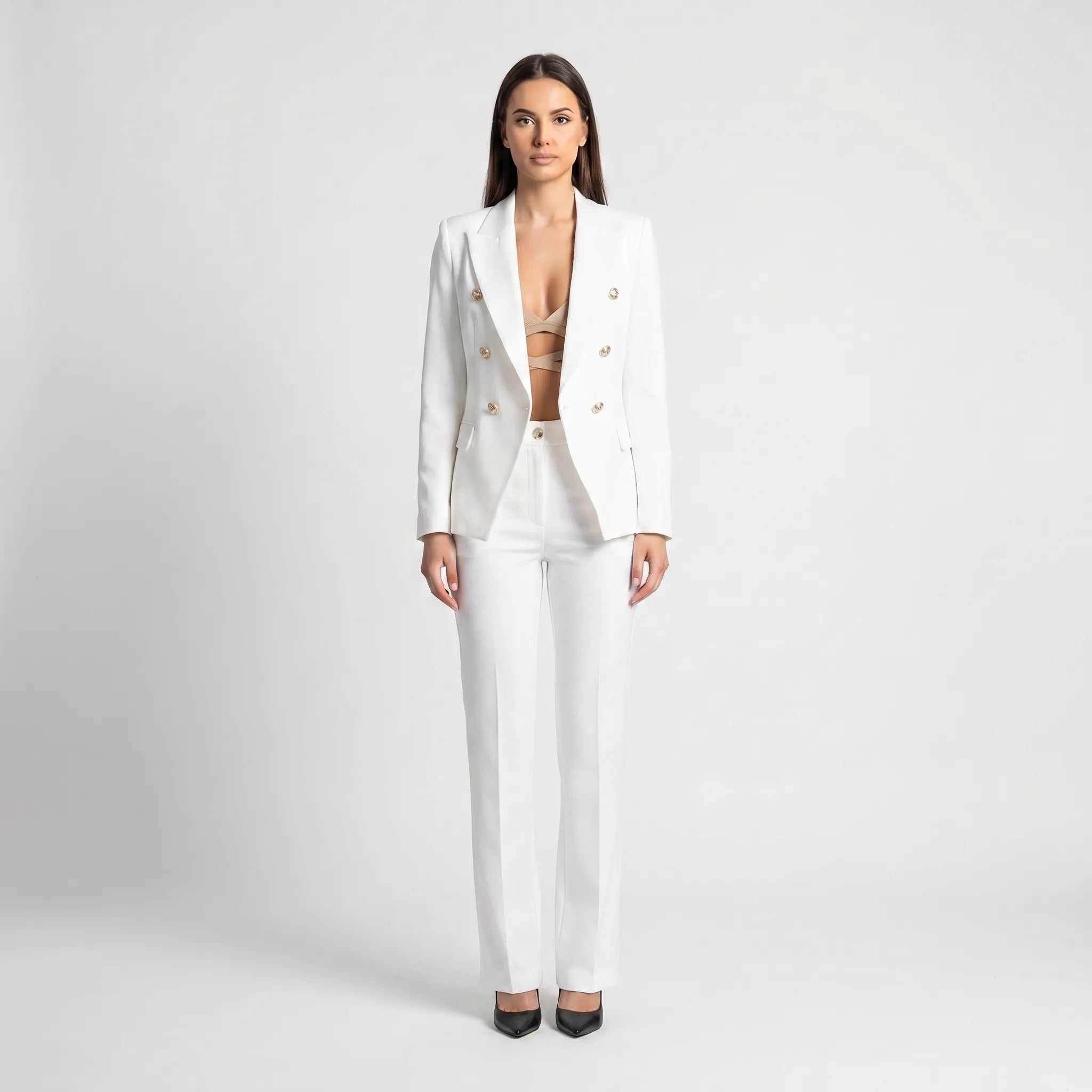 Women's Tailored Blazer and Pants 2 Piece Suit Set