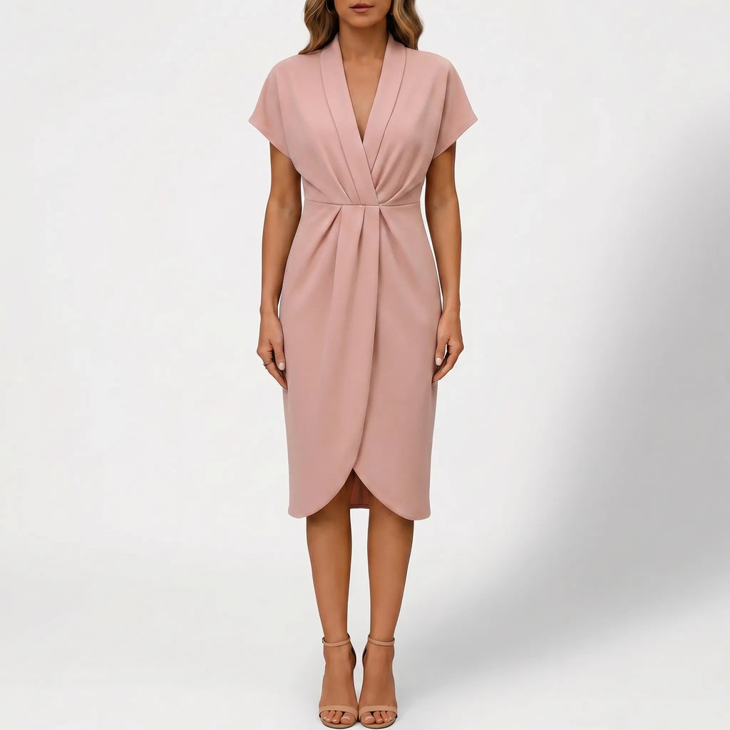 Women's Wrap Midi Dress - V Neck for Summer Cocktail
