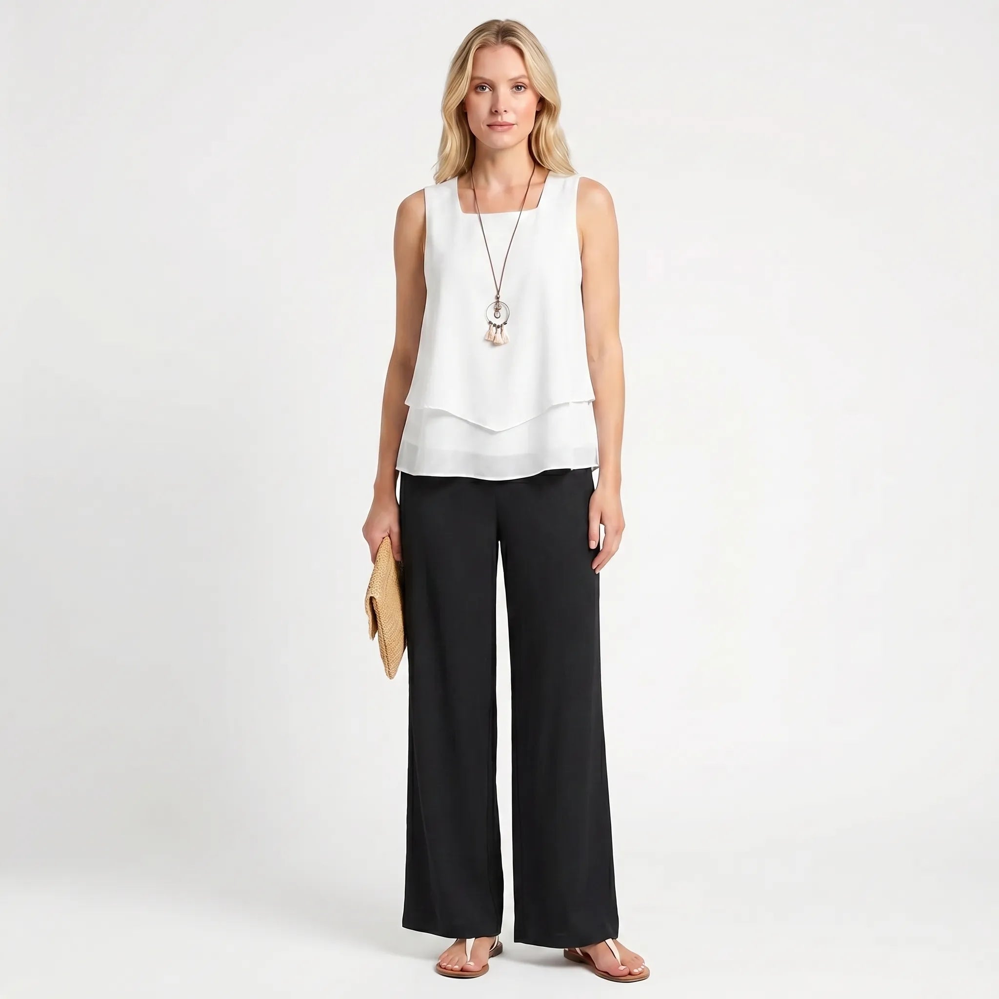 Women's Top and Wide Leg Pants Set