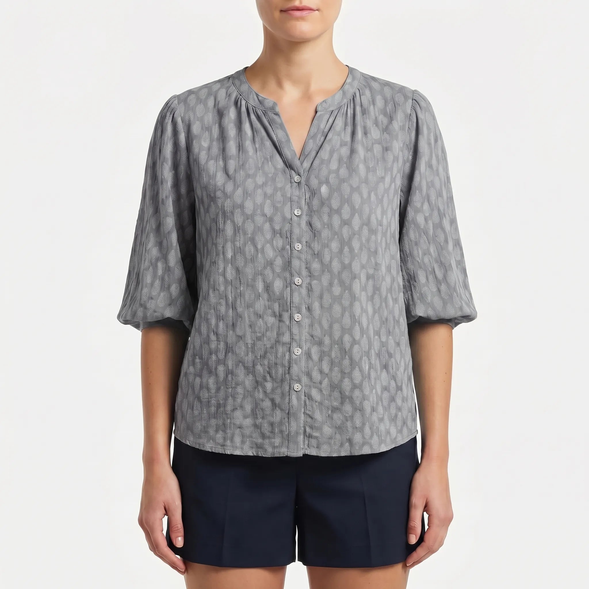 Printed Button Down Blouse