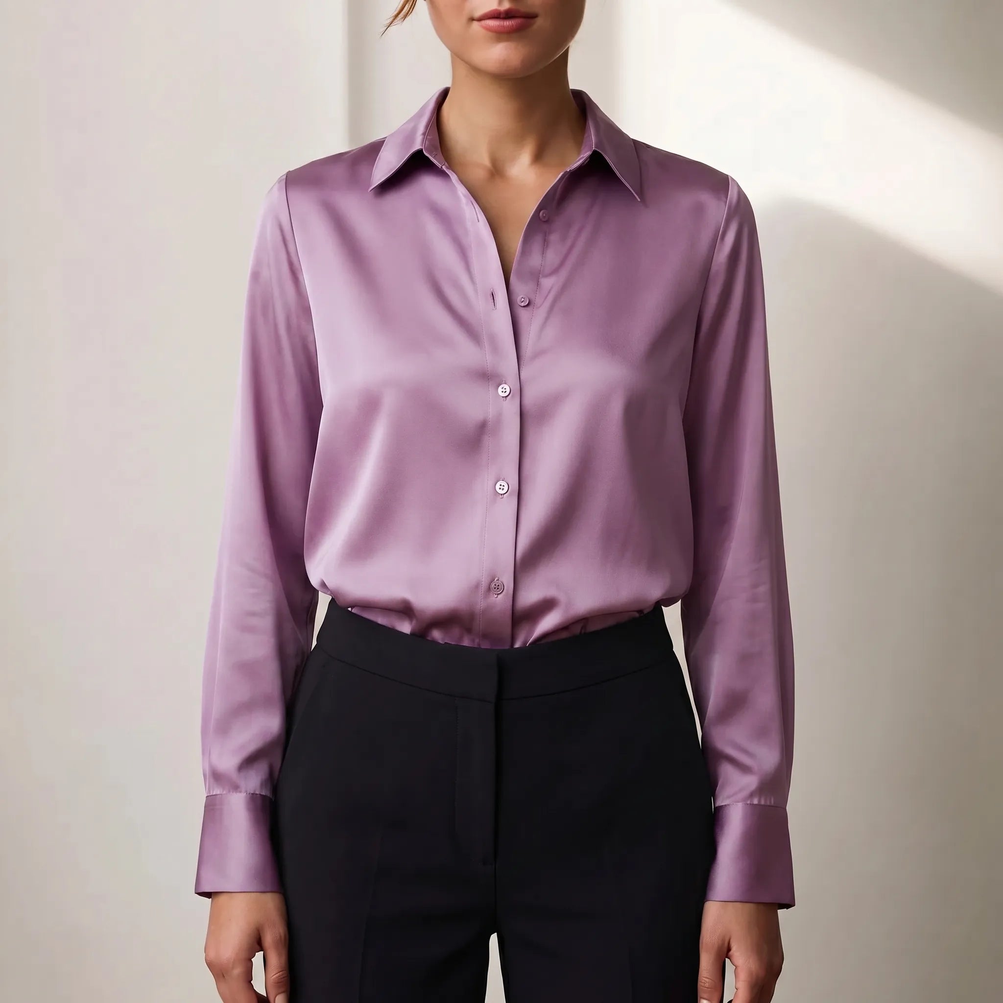 Satin Button Down Blouse