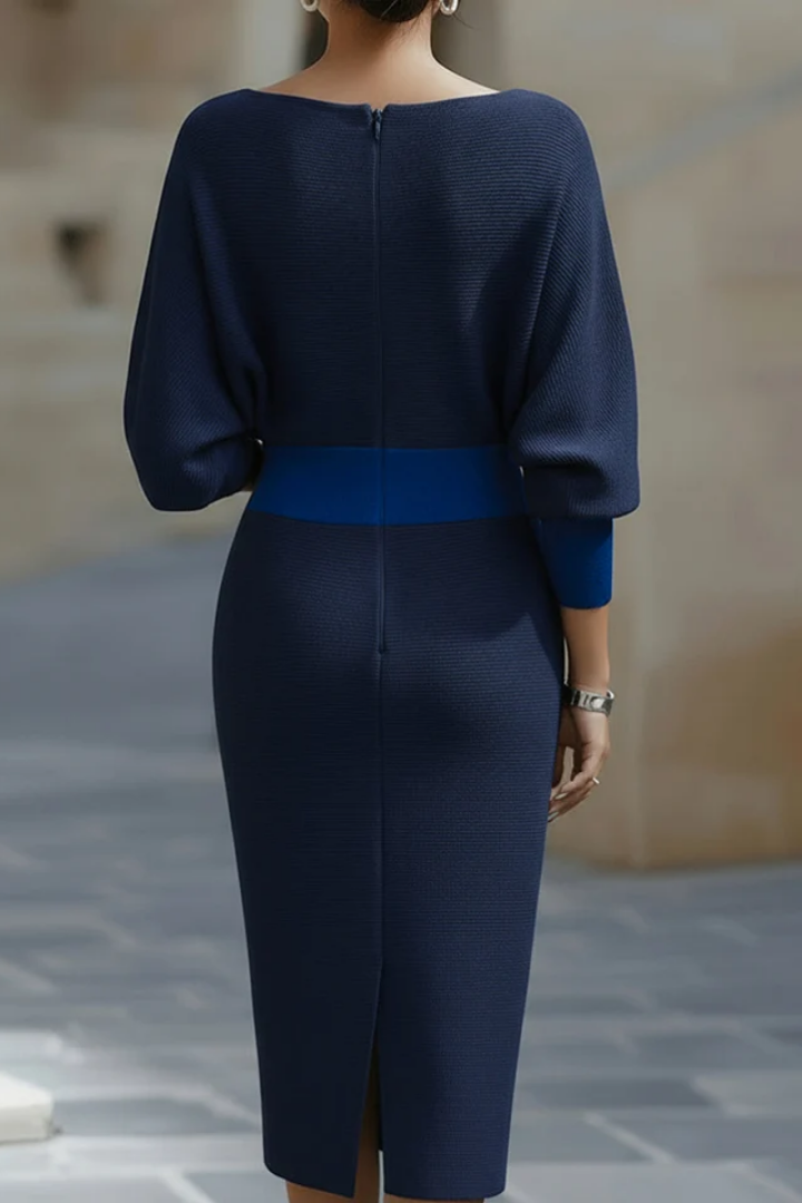 Women's Draped Cowl Neck Batwing Midi Dress