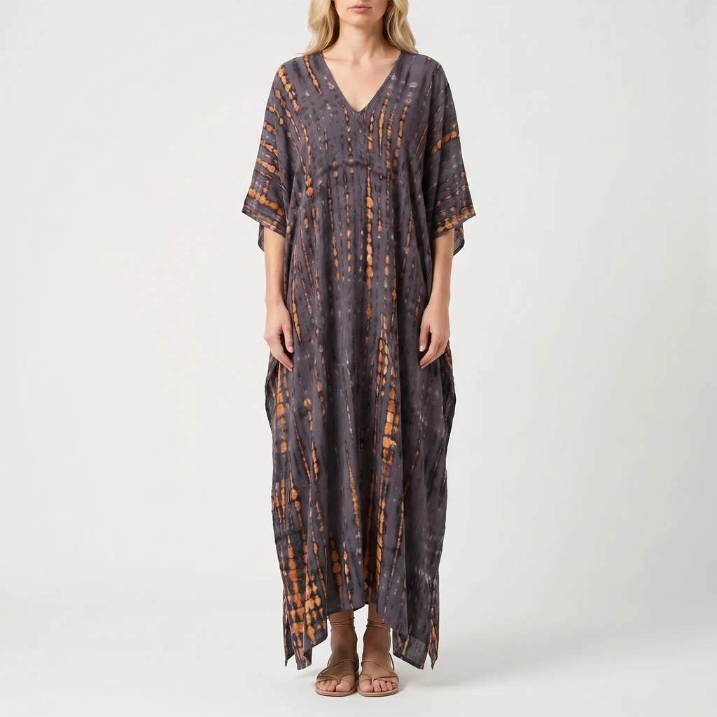 Women's Summer Caftan Maxi Dress - Loose V Neck Casual Boho