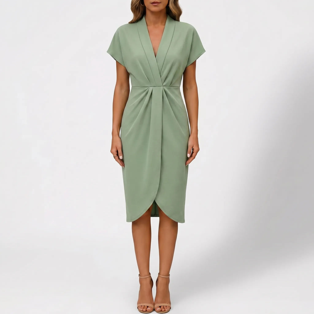 Women's Wrap Midi Dress - V Neck for Summer Cocktail