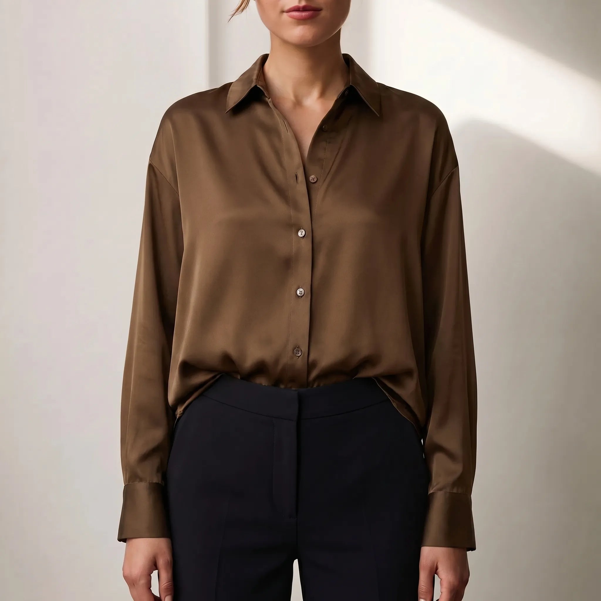 Satin Button Down Blouse
