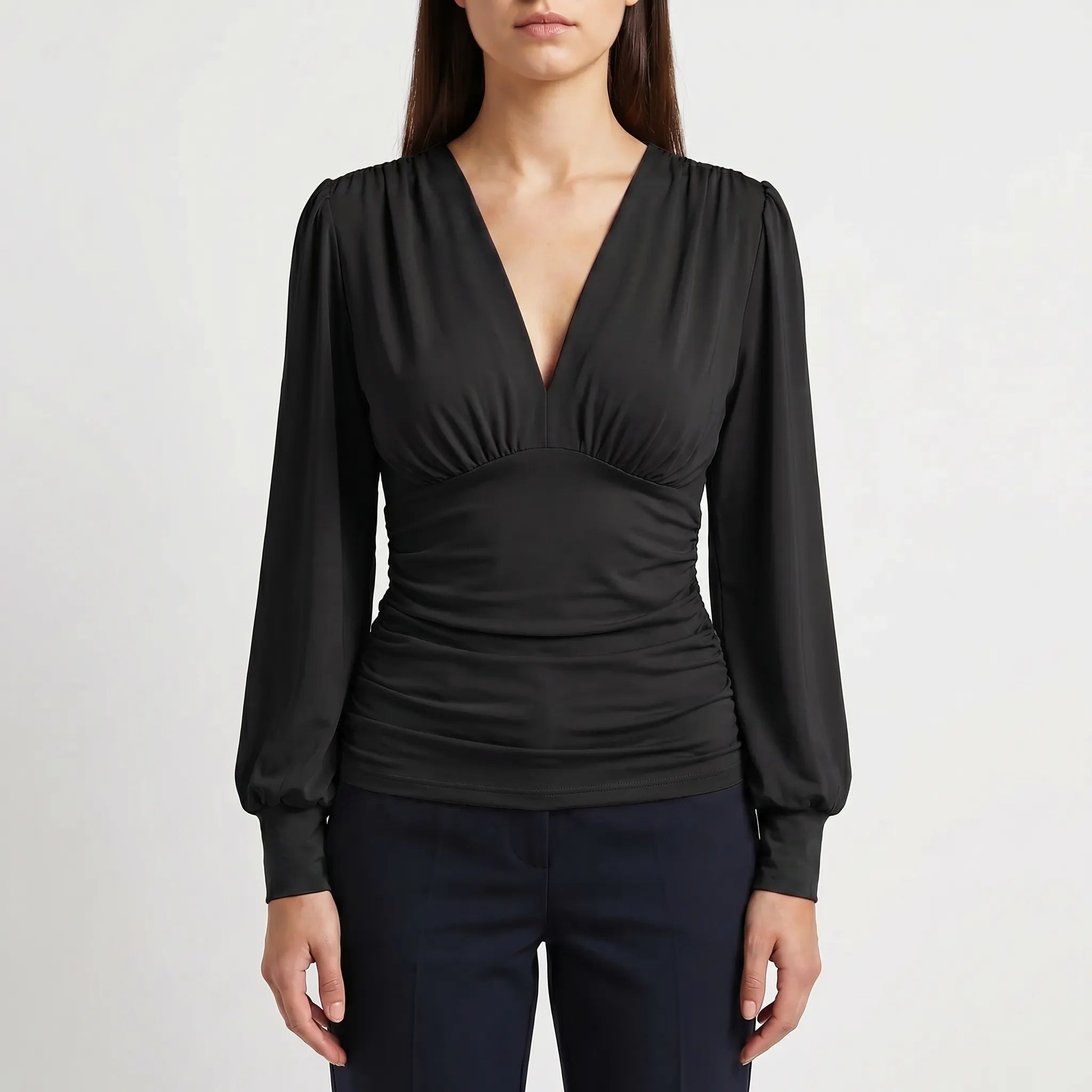 Ruched Waist Wrap Blouse