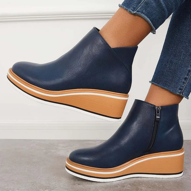 Women's Sleek Platform Side-Zip Ankle Boots