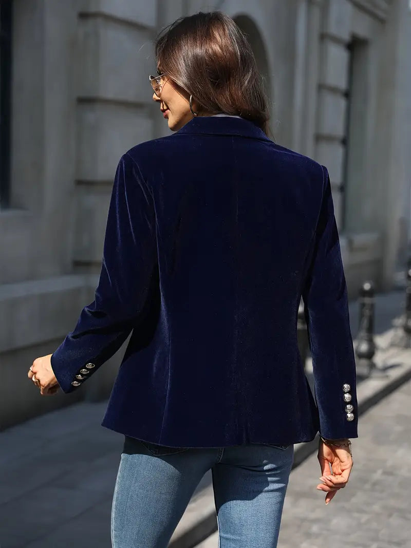 Women's Soft Velvet Blazer with Smooth Drape