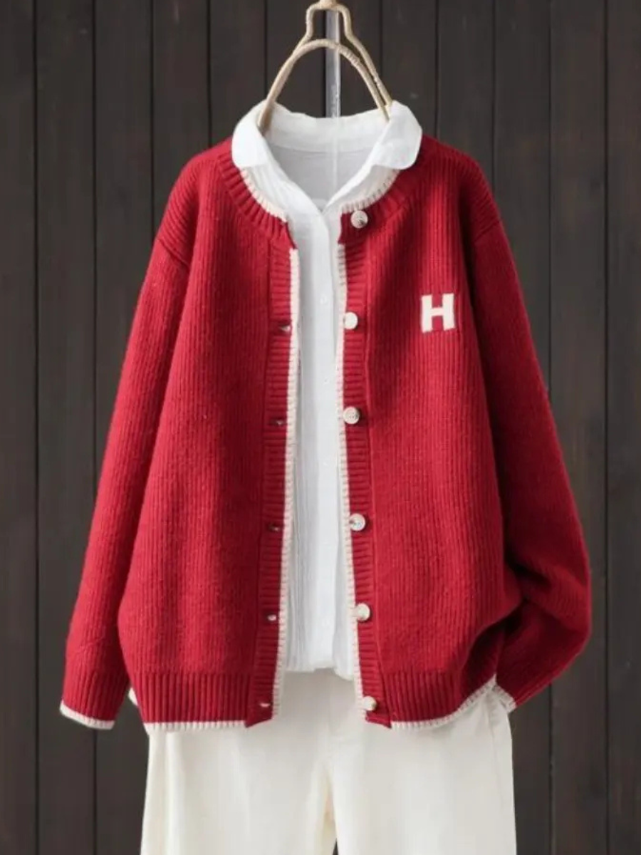 Women's Ribbed Knit Button-Down Cardigan
