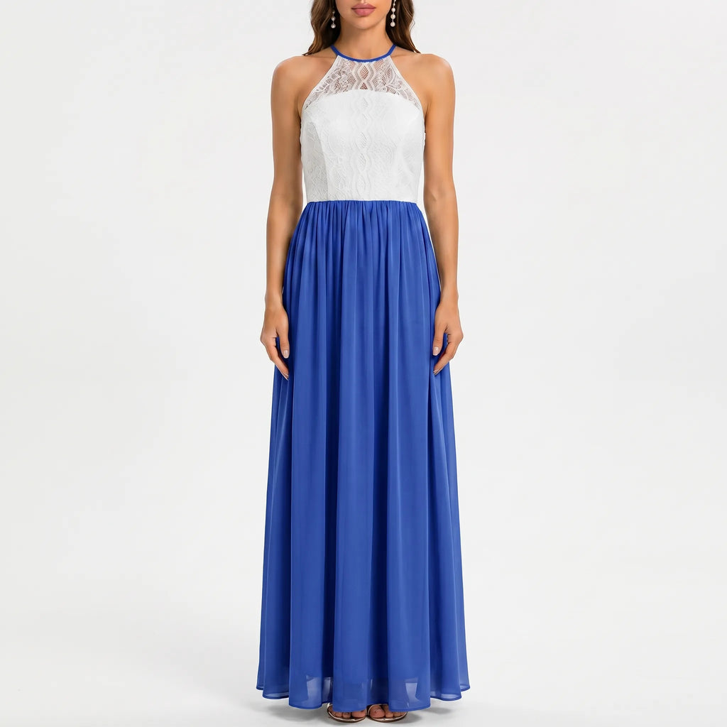 Women's Halter Maxi Dress - Open Back for Wedding Guest