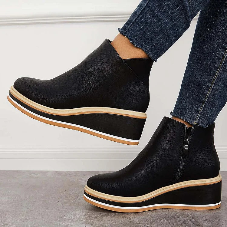 Women's Sleek Platform Side-Zip Ankle Boots