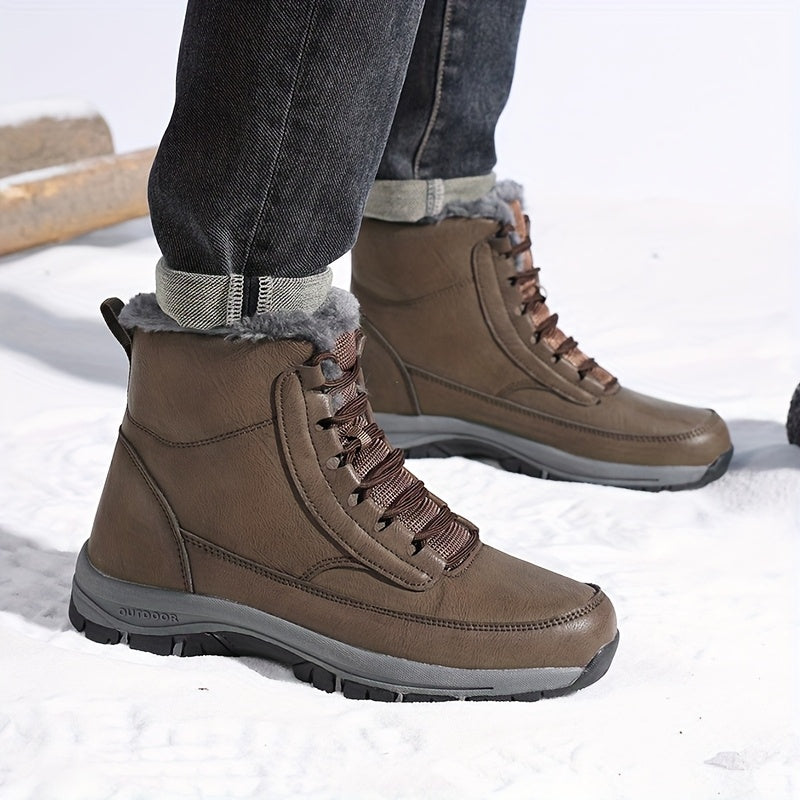 Men's Plush Lined Lace-Up Winter Boots