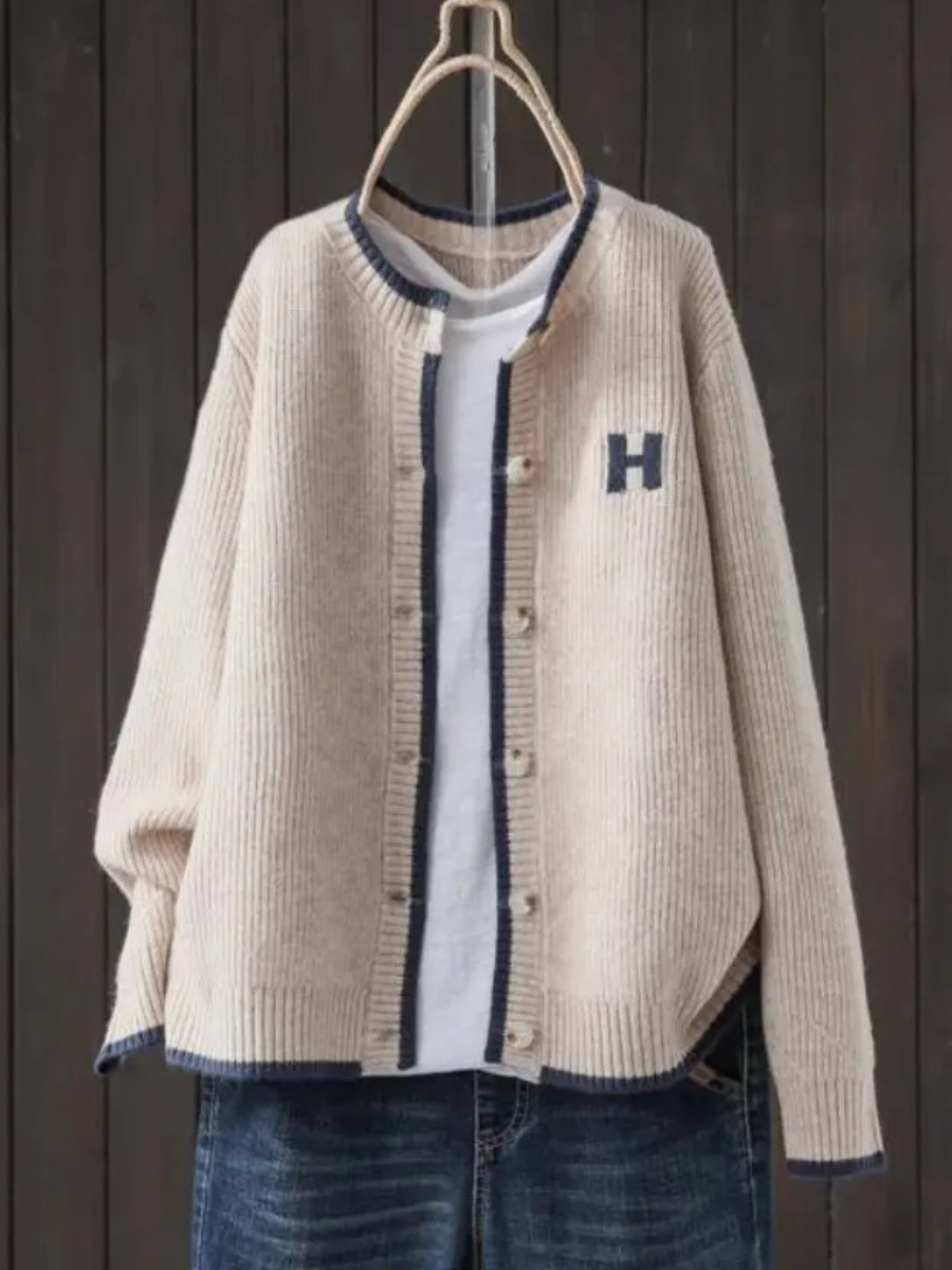 Women's Ribbed Knit Button-Down Cardigan