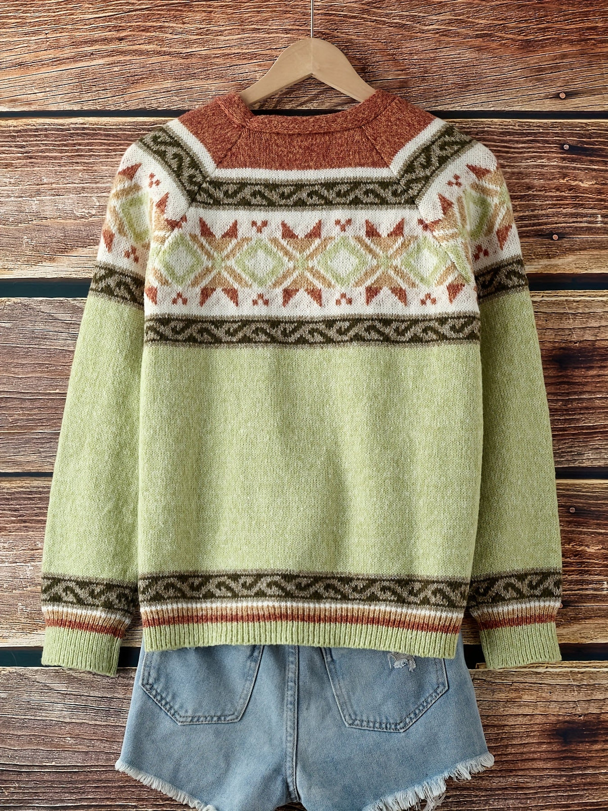 Women's Geometric Yoke Button-Front Cardigan