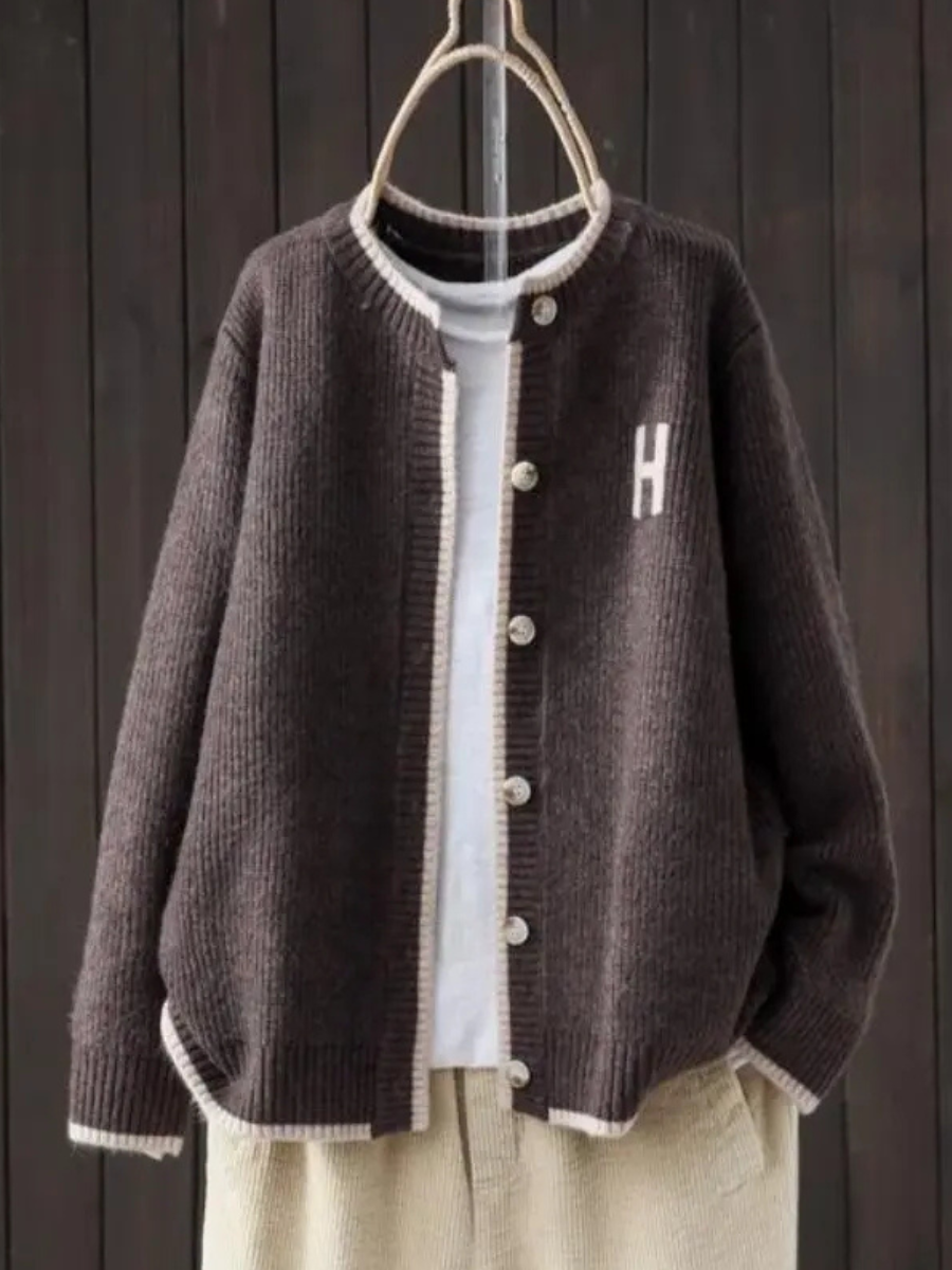 Women's Ribbed Knit Button-Down Cardigan